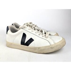 Veja Esplar Logo Womens Size 7 Leather Sneakers White/Black